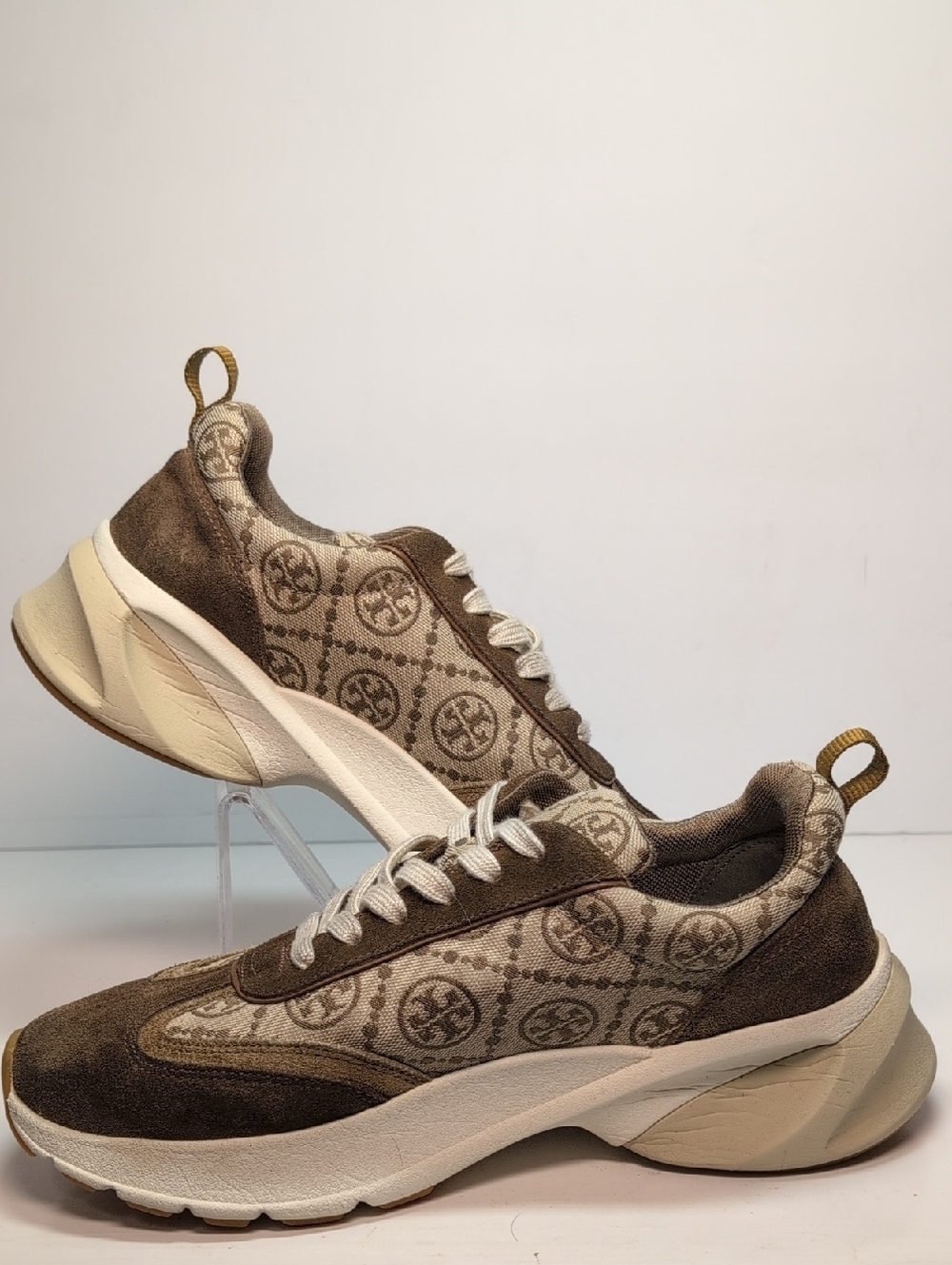 Tory Burch T Monogram Suede Good Luck Trainer sneakers womans size 8 - Picture 6 of 16